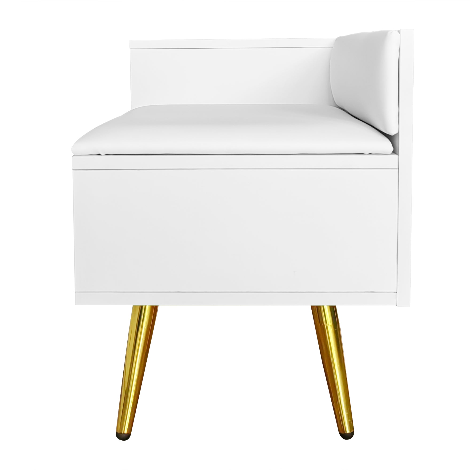 DE Direct HAOYYE Modern Shoe Storage Bench with Hidden Compartment and Soft Upholstered Cushion for Bedroom Living Room Entryway Hallway Closet Organization White