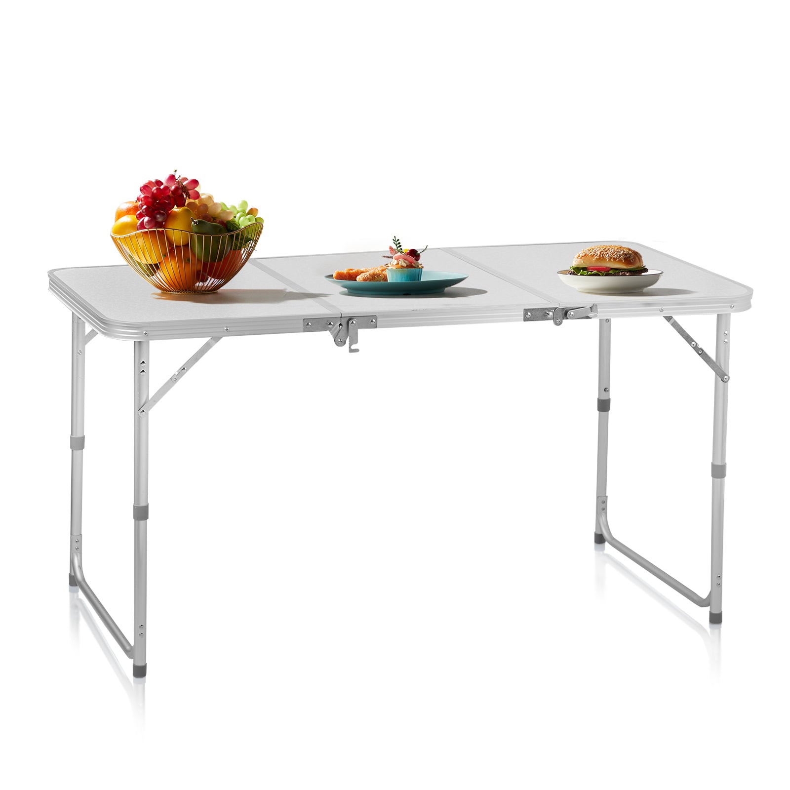 HAOYYE 4ft Camping Folding Table, Aluminum Portable Picnic Table with Adjustable Height, 3 Fold Lightweight Outdoor Table for Indoor Travel Beach and Party soft cozy warm flannel fleece home decor