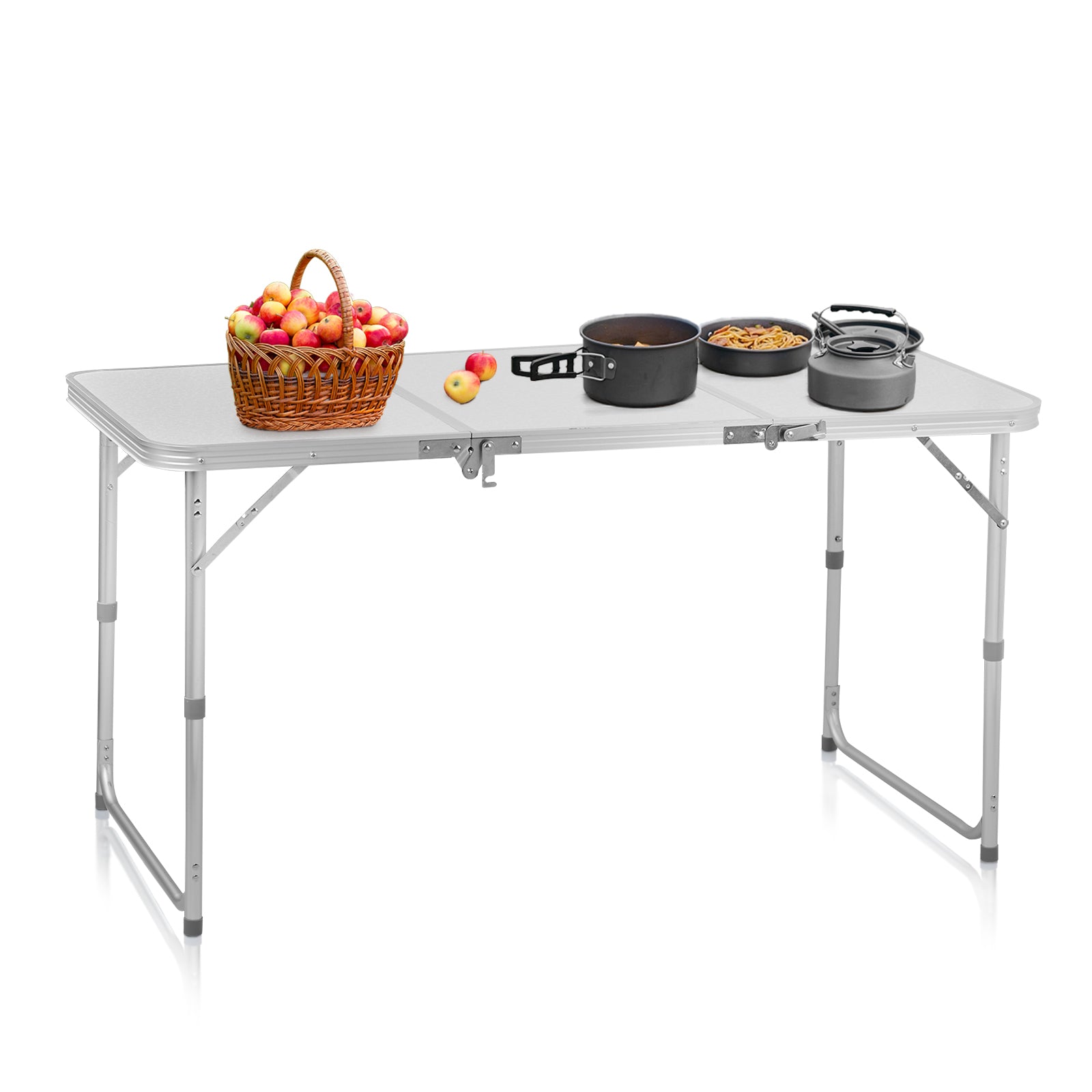 HAOYYE 4ft Camping Folding Table, Aluminum Portable Picnic Table with Adjustable Height, 3 Fold Lightweight Outdoor Table for Indoor Travel Beach and Party soft cozy warm flannel fleece home decor