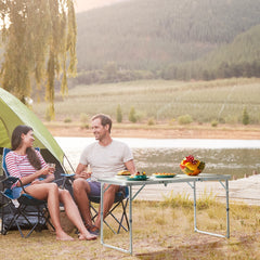 HAOYYE 4ft Camping Folding Table, Aluminum Portable Picnic Table with Adjustable Height, 3 Fold Lightweight Outdoor Table for Indoor Travel Beach and Party soft cozy warm flannel fleece home decor