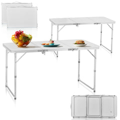 HAOYYE 4ft Camping Folding Table, Aluminum Portable Picnic Table with Adjustable Height, 3 Fold Lightweight Outdoor Table for Indoor Travel Beach and Party soft cozy warm flannel fleece home decor