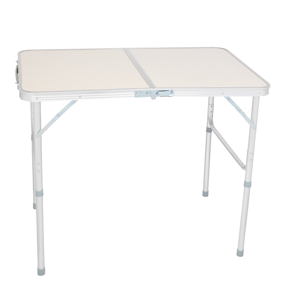 HAOYYE Home Use Aluminum Alloy Folding Table – White Soft Cozy Warm Flannel Fleece Cover, Luxury Comfortable Design, Premium Quality, Decorative and Space-Saving Table for Dining, Picnics, Parties, Buffets, BBQs, and Home Decor
