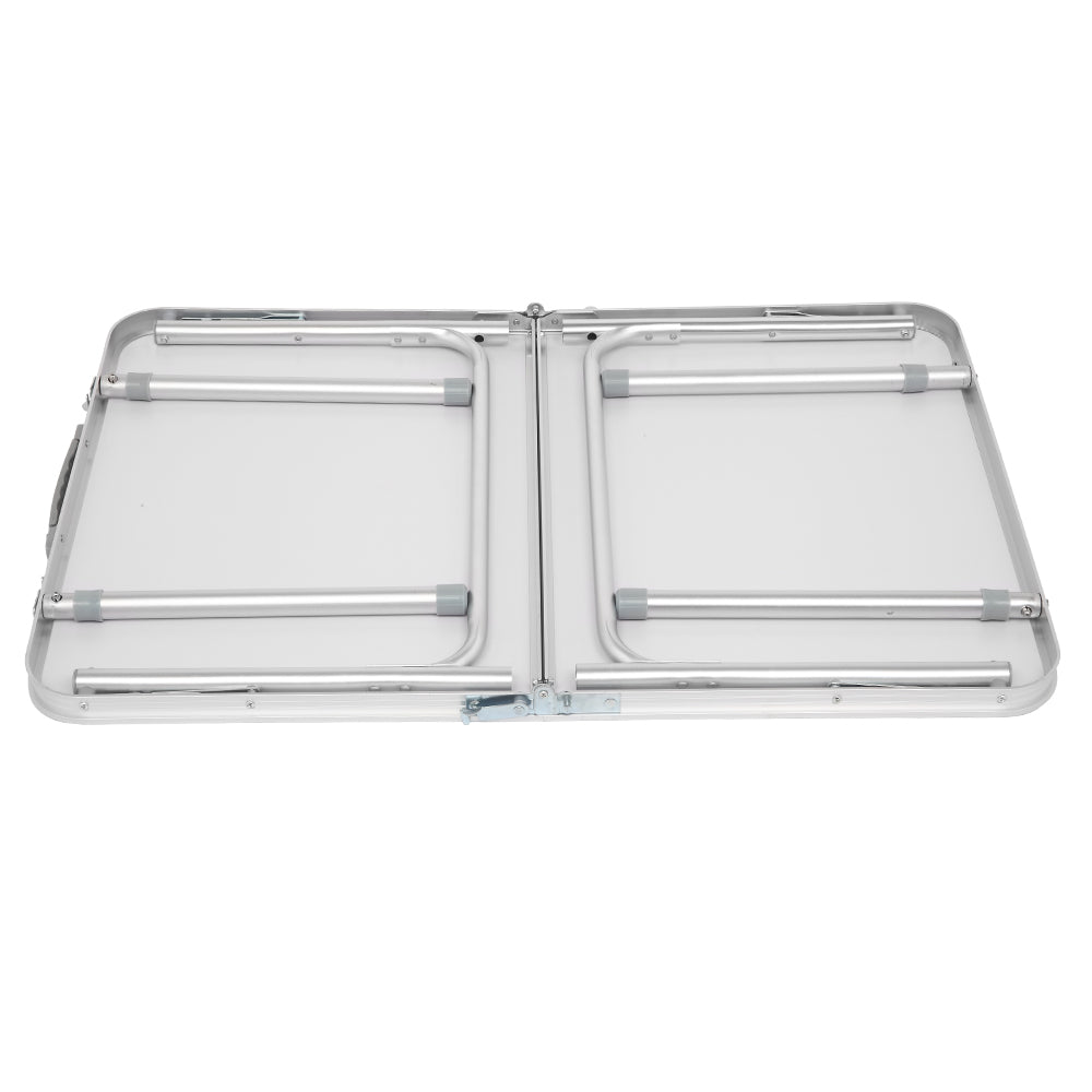 HAOYYE Home Use Aluminum Alloy Folding Table – White Soft Cozy Warm Flannel Fleece Cover, Luxury Comfortable Design, Premium Quality, Decorative and Space-Saving Table for Dining, Picnics, Parties, Buffets, BBQs, and Home Decor