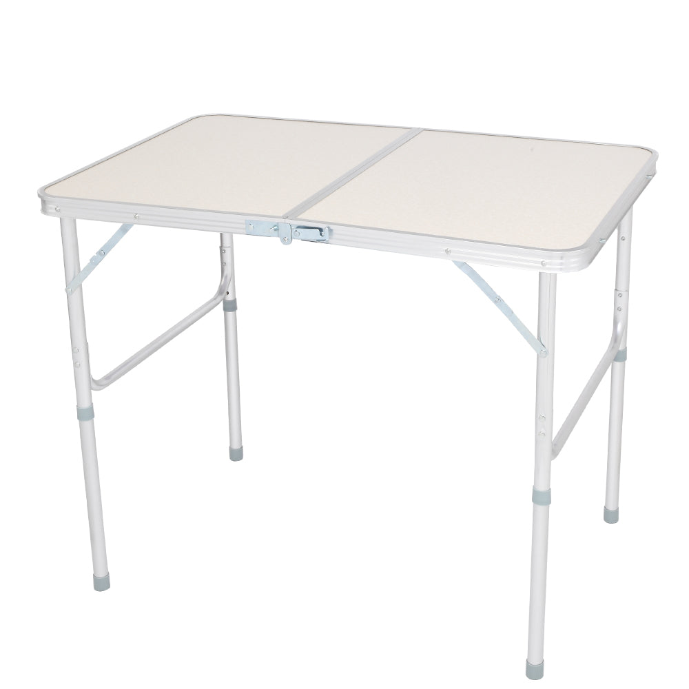HAOYYE Home Use Aluminum Alloy Folding Table – White Soft Cozy Warm Flannel Fleece Cover, Luxury Comfortable Design, Premium Quality, Decorative and Space-Saving Table for Dining, Picnics, Parties, Buffets, BBQs, and Home Decor