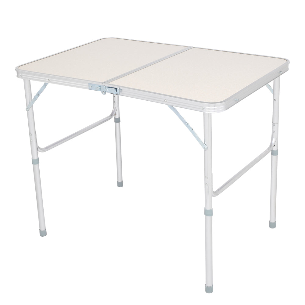 HAOYYE Home Use Aluminum Alloy Folding Table – White Soft Cozy Warm Flannel Fleece Cover, Luxury Comfortable Design, Premium Quality, Decorative and Space-Saving Table for Dining, Picnics, Parties, Buffets, BBQs, and Home Decor