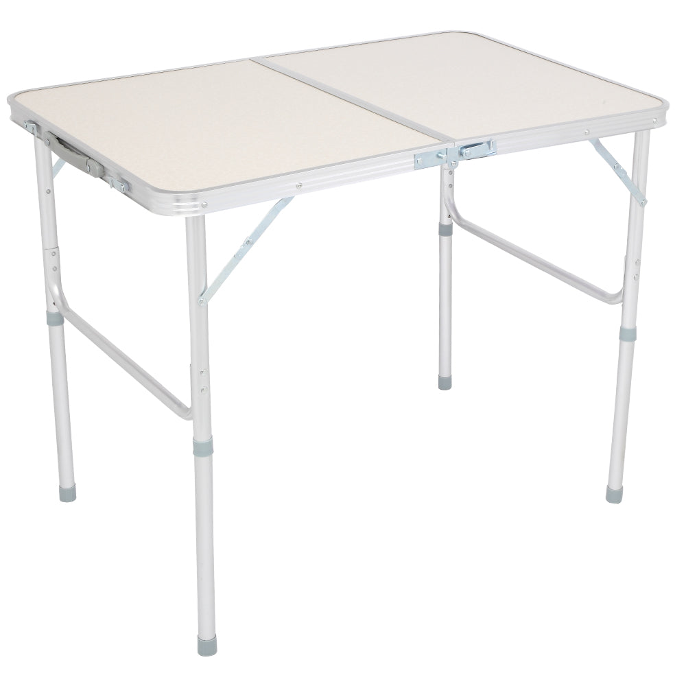 HAOYYE Home Use Aluminum Alloy Folding Table – White Soft Cozy Warm Flannel Fleece Cover, Luxury Comfortable Design, Premium Quality, Decorative and Space-Saving Table for Dining, Picnics, Parties, Buffets, BBQs, and Home Decor