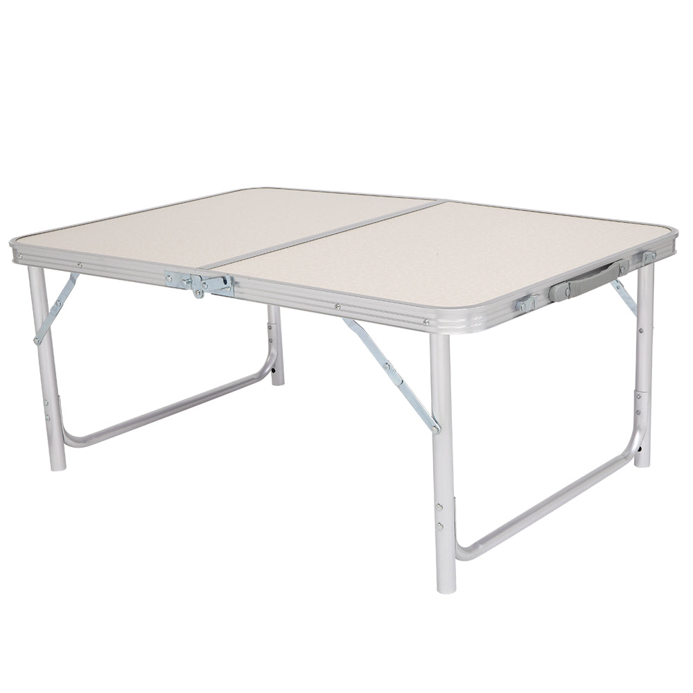 HAOYYE Home Use Aluminum Alloy Folding Table – White Soft Cozy Warm Flannel Fleece Cover, Luxury Comfortable Design, Premium Quality, Decorative and Space-Saving Table for Dining, Picnics, Parties, Buffets, BBQs, and Home Decor