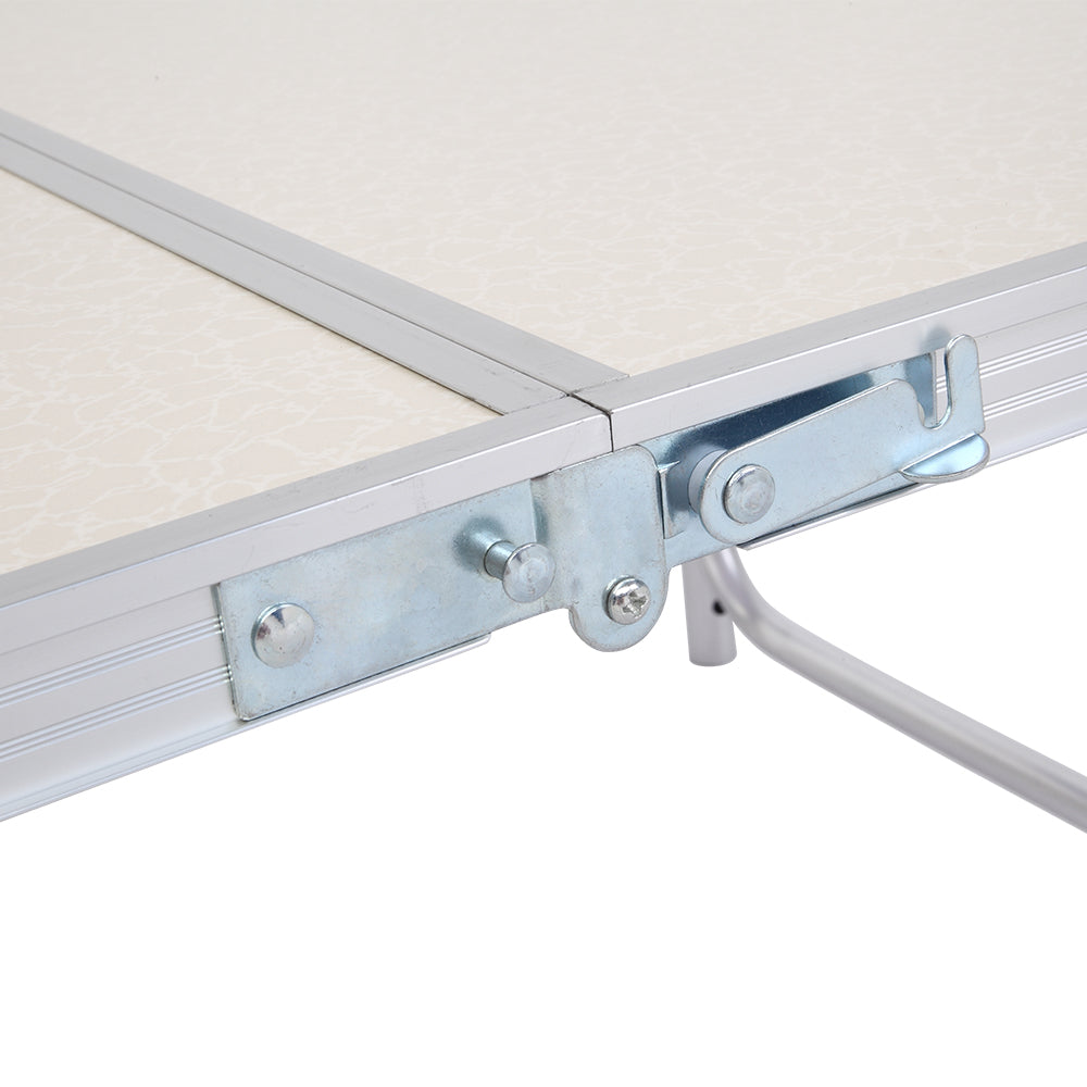 HAOYYE Home Use Aluminum Alloy Folding Table – White Soft Cozy Warm Flannel Fleece Cover, Luxury Comfortable Design, Premium Quality, Decorative and Space-Saving Table for Dining, Picnics, Parties, Buffets, BBQs, and Home Decor