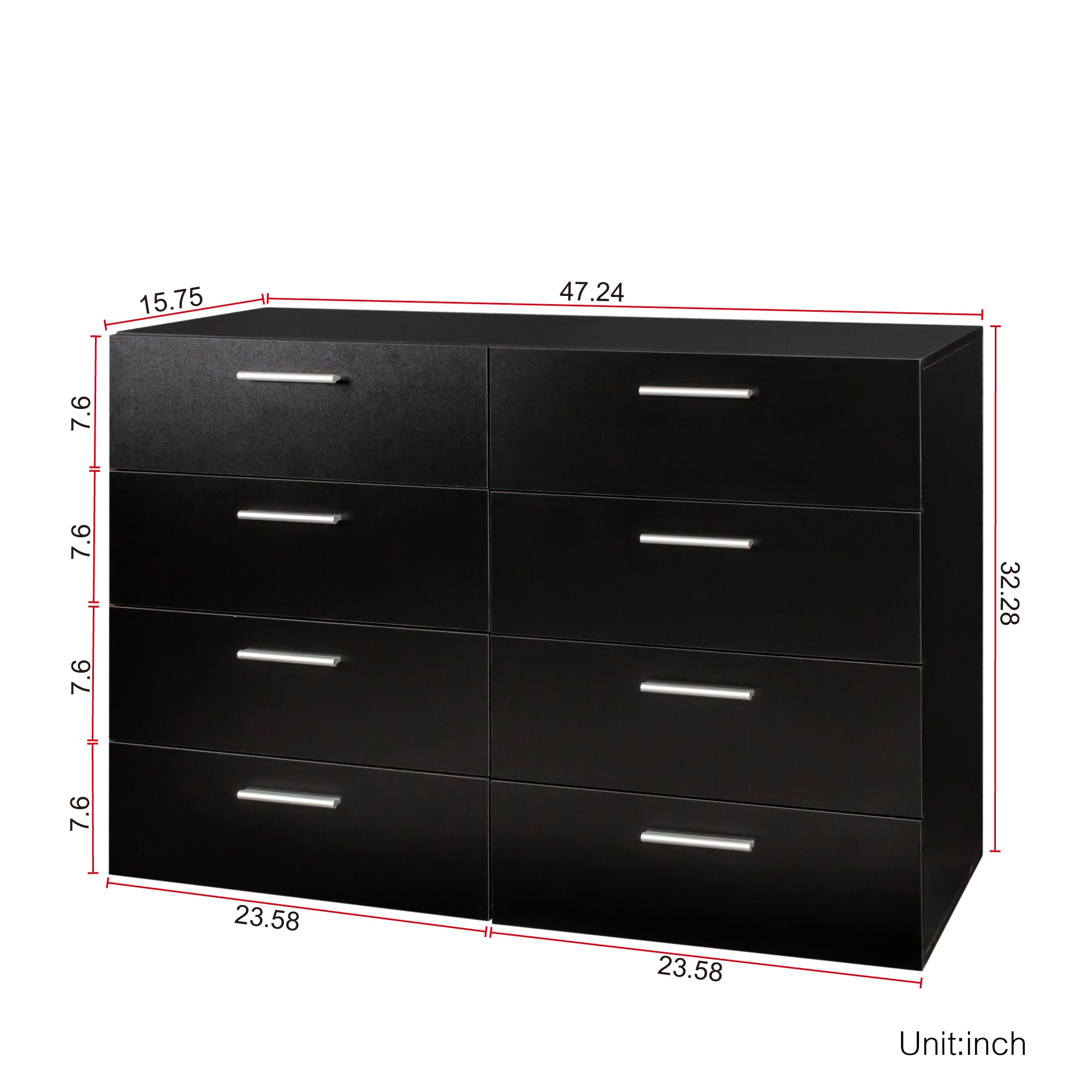 HAOYYE 8 Drawer Double Dresser for Bedroom & Living Room, Wide Storage Cabinet with Spacious Drawers for Home Entryway, Modern Black Design, Durable & Stylish, Multi-Purpose Furniture for Organizing Clothes & Accessories