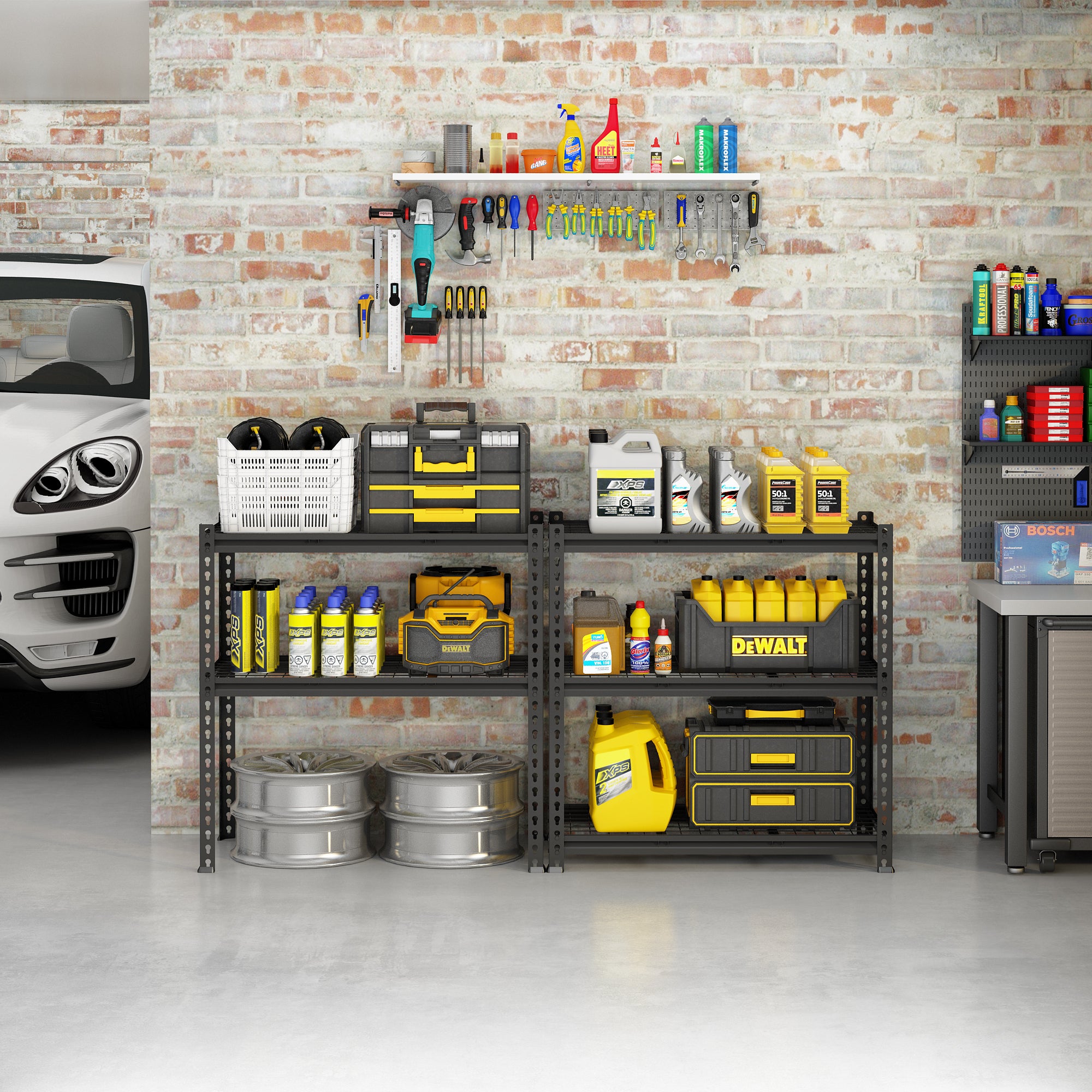 HAOYYE 5-Tier Adjustable Metal Shelving Unit, Heavy Duty Storage Rack for Garage, Basement, Warehouse, Workshop, Kitchen, and More, Durable Industrial Utility Shelf with Sturdy Frame and Adjustable Shelves, Black
