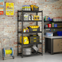 HAOYYE 5-Tier Adjustable Metal Shelving Unit, Heavy Duty Storage Rack for Garage, Basement, Warehouse, Workshop, Kitchen, and More, Durable Industrial Utility Shelf with Sturdy Frame and Adjustable Shelves, Black
