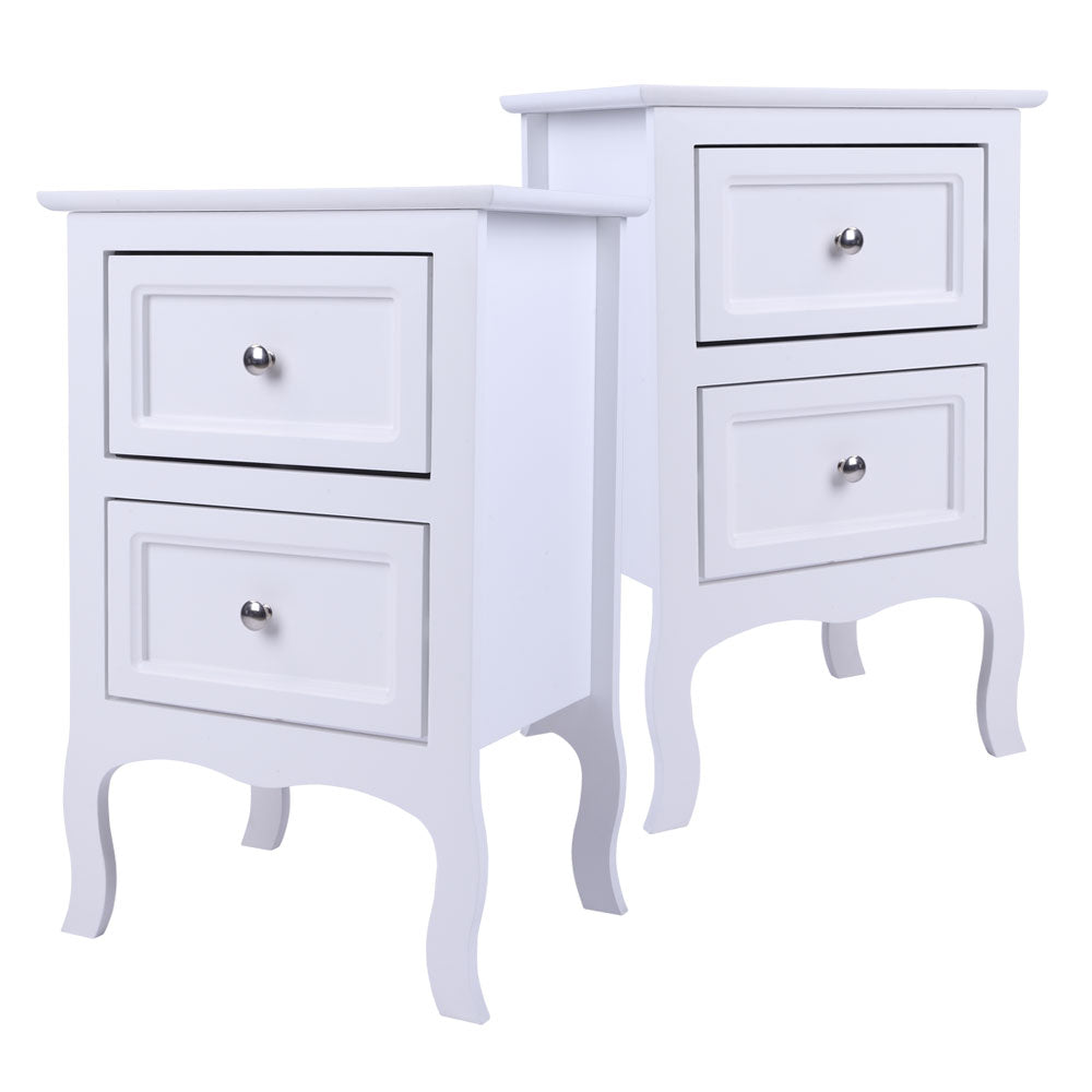 Haoyye Country Style Two-Tier Night Tables Set, Featuring 2 Large White Wooden Nightstands With Generous Storage, Ideal For Bedrooms And Living Rooms, Combining Rustic Charm And Modern Elegance For Home Decor