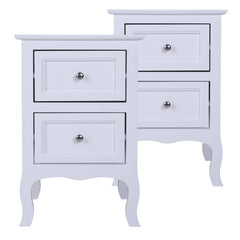 Haoyye Country Style Two-Tier Night Tables Set, Featuring 2 Large White Wooden Nightstands With Generous Storage, Ideal For Bedrooms And Living Rooms, Combining Rustic Charm And Modern Elegance For Home Decor