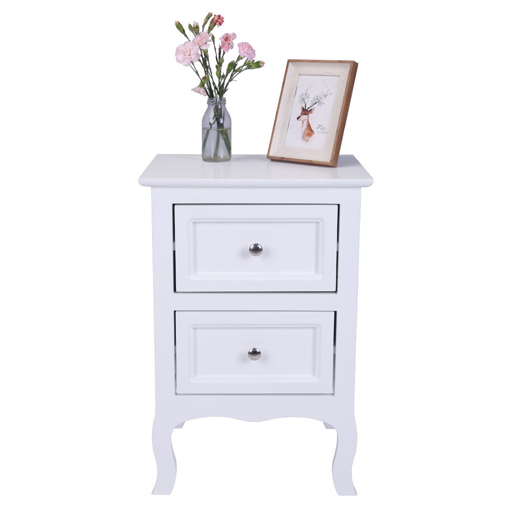 Haoyye Country Style Two-Tier Night Tables Set, Featuring 2 Large White Wooden Nightstands With Generous Storage, Ideal For Bedrooms And Living Rooms, Combining Rustic Charm And Modern Elegance For Home Decor