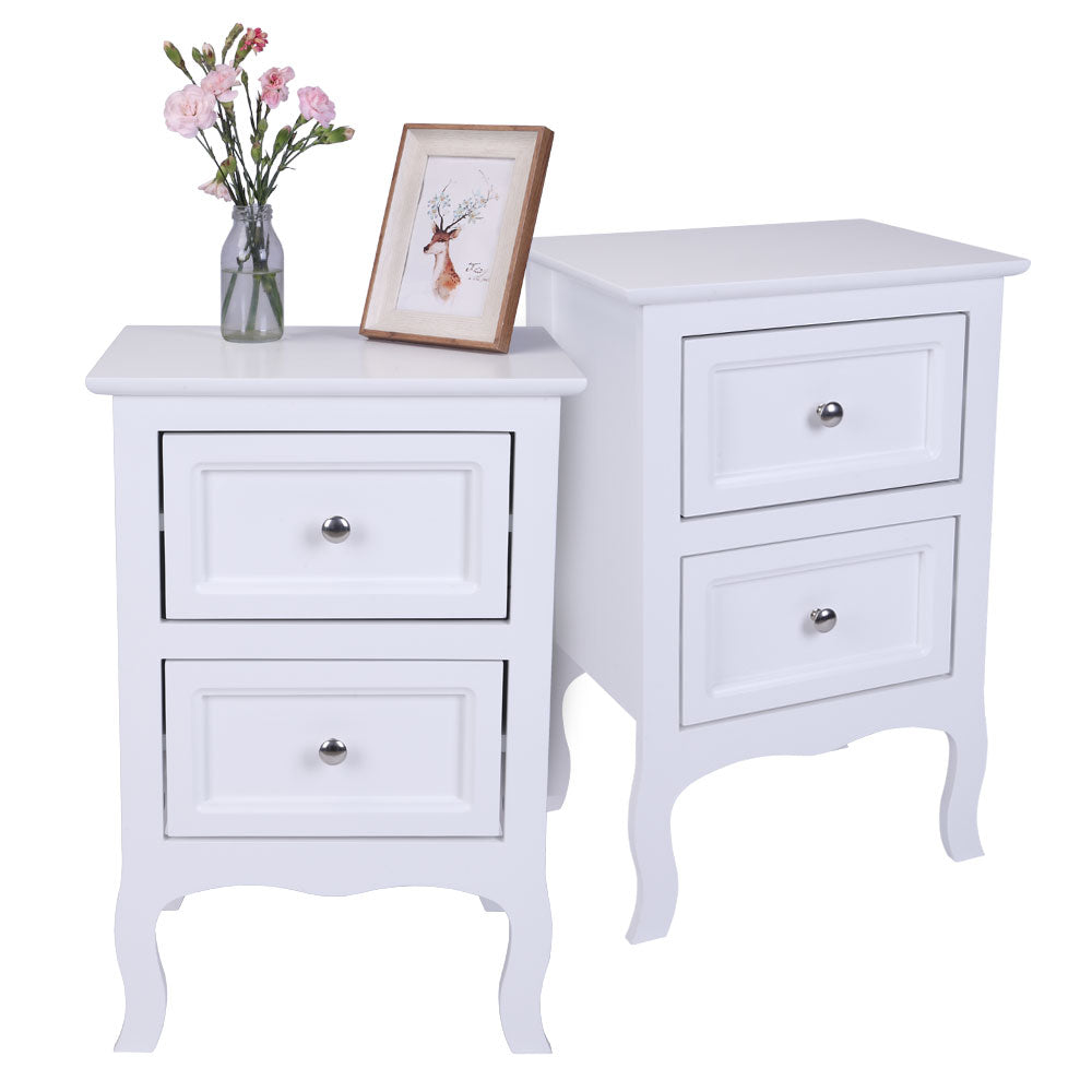 Haoyye Country Style Two-Tier Night Tables Set, Featuring 2 Large White Wooden Nightstands With Generous Storage, Ideal For Bedrooms And Living Rooms, Combining Rustic Charm And Modern Elegance For Home Decor