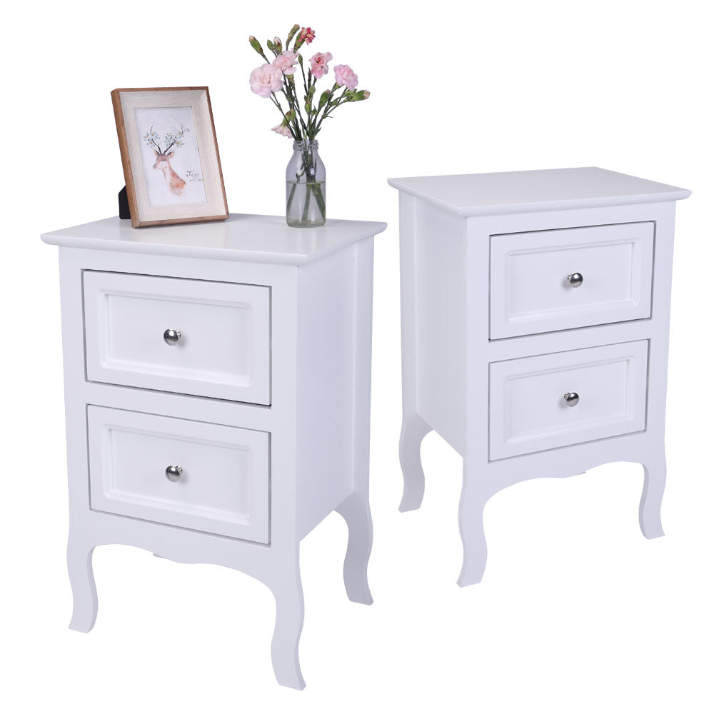 Haoyye Country Style Two-Tier Night Tables Set, Featuring 2 Large White Wooden Nightstands With Generous Storage, Ideal For Bedrooms And Living Rooms, Combining Rustic Charm And Modern Elegance For Home Decor