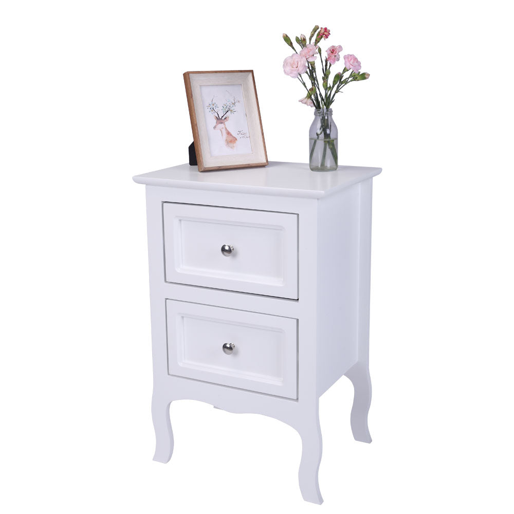 Haoyye Country Style Two-Tier Night Tables Set, Featuring 2 Large White Wooden Nightstands With Generous Storage, Ideal For Bedrooms And Living Rooms, Combining Rustic Charm And Modern Elegance For Home Decor