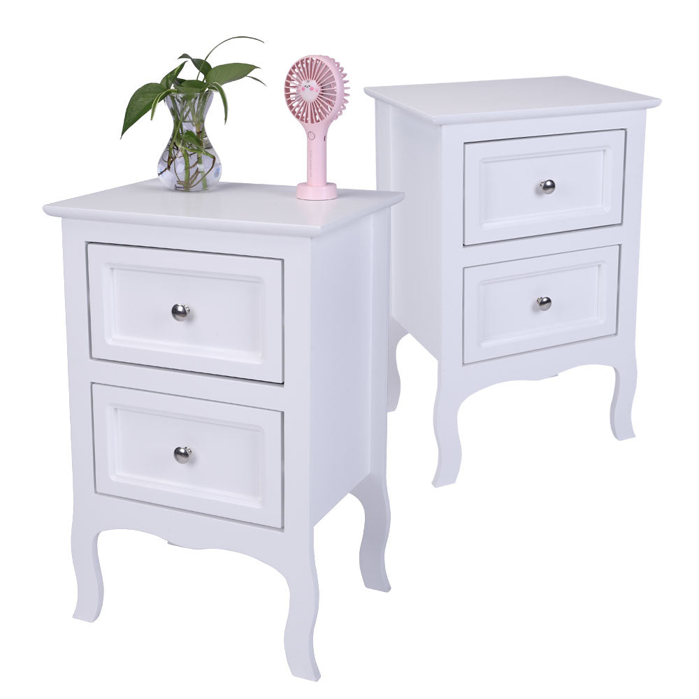 Haoyye Country Style Two-Tier Night Tables Set, Featuring 2 Large White Wooden Nightstands With Generous Storage, Ideal For Bedrooms And Living Rooms, Combining Rustic Charm And Modern Elegance For Home Decor