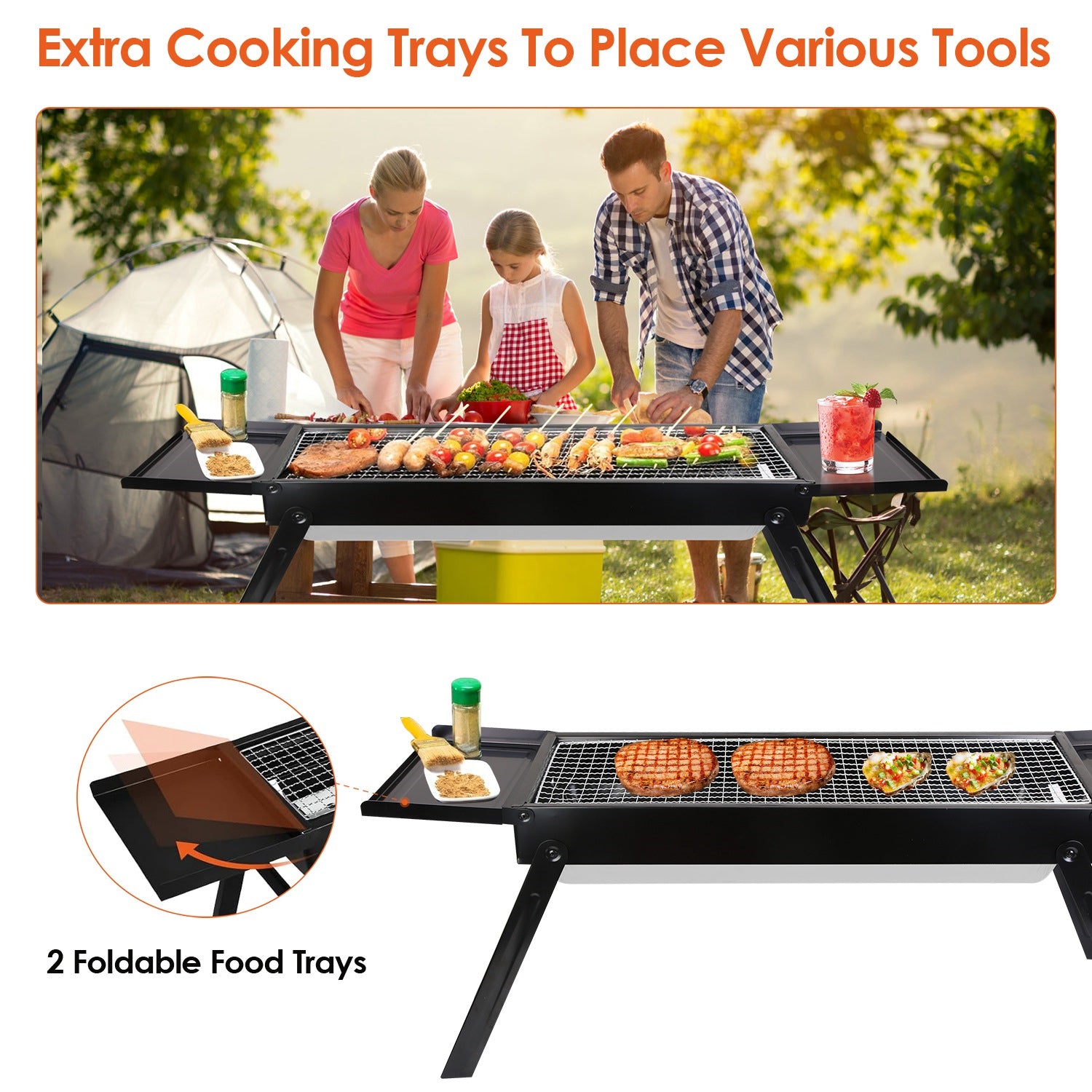 HAOYYE Portable BBQ Griddle Foldable Kabob Barbecue Grill for Outdoor Hibachi Lamb Skewers Camping Garden Backyard Party Picnic Travel Easy Setup Lightweight and Durable