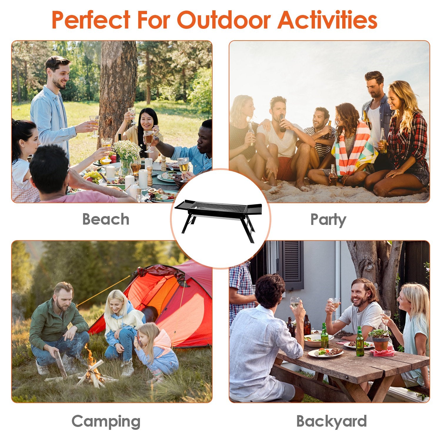 HAOYYE Portable BBQ Griddle Foldable Kabob Barbecue Grill for Outdoor Hibachi Lamb Skewers Camping Garden Backyard Party Picnic Travel Easy Setup Lightweight and Durable
