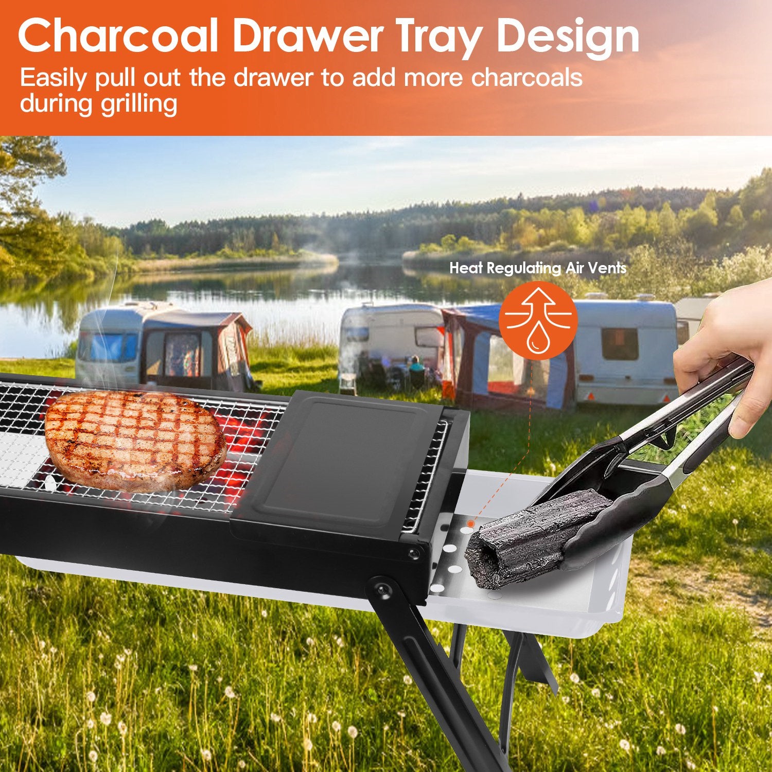 HAOYYE Portable BBQ Griddle Foldable Kabob Barbecue Grill for Outdoor Hibachi Lamb Skewers Camping Garden Backyard Party Picnic Travel Easy Setup Lightweight and Durable