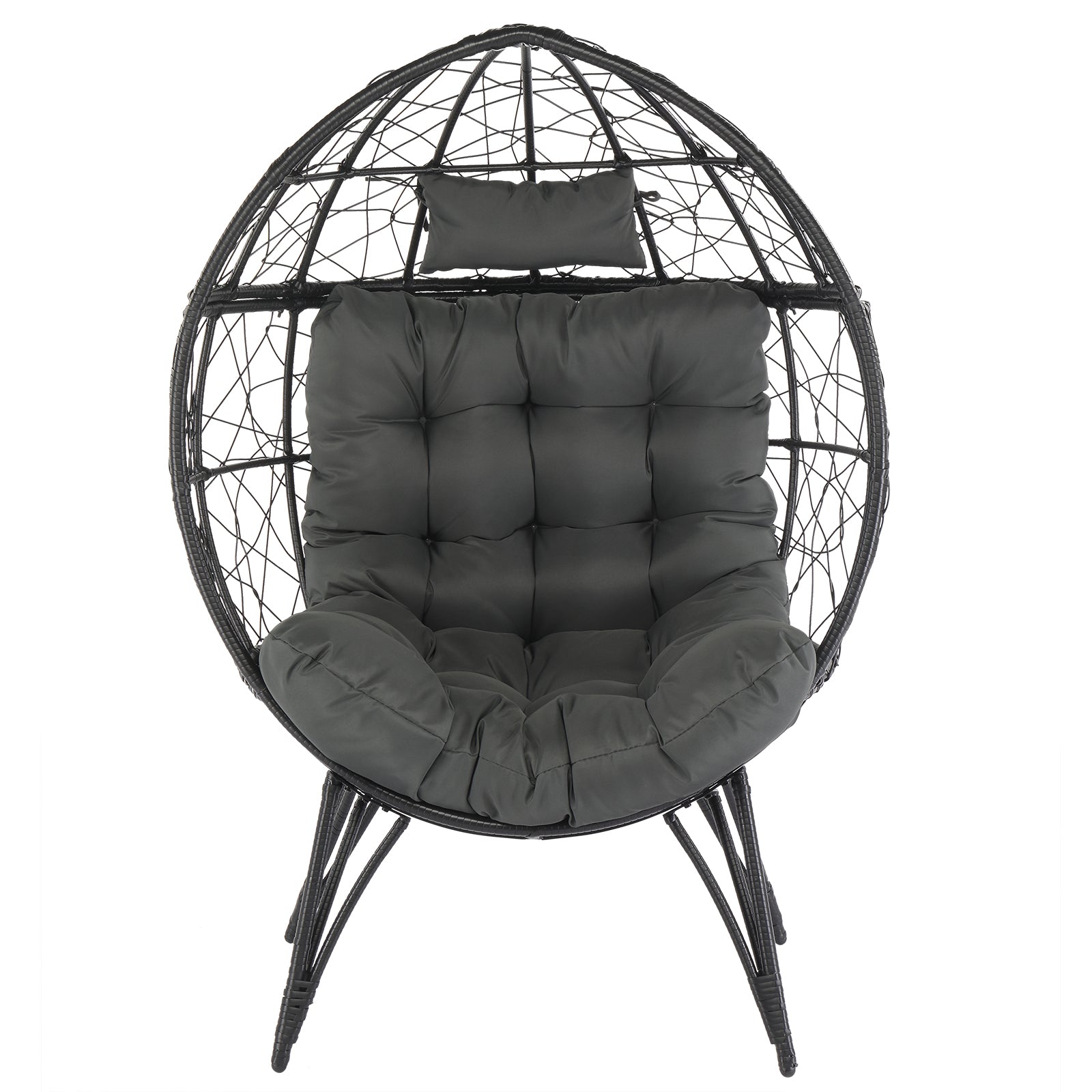 Haoyye Wicker Egg Chair Oversized Indoor Outdoor Lounge Chair with Soft Cushions Teardrop Rattan Cuddle Seat for Patio Porch Backyard Balcony Living Room Cozy Relaxing Furniture for Home or Garden Use