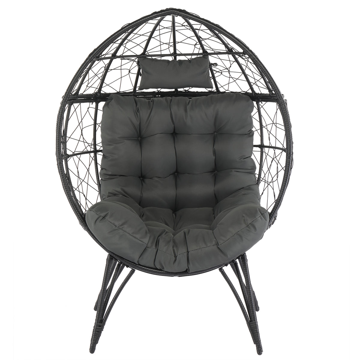 Haoyye Wicker Egg Chair Oversized Indoor Outdoor Lounge Chair with Soft Cushions Teardrop Rattan Cuddle Seat for Patio Porch Backyard Balcony Living Room Cozy Relaxing Furniture for Home or Garden Use