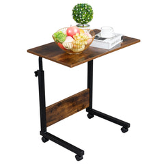 HAOYYE Rolling And Height-Adjustable P2 15MM Chipboard And Steel Side Table, Sturdy And Durable Design, Multifunctional Home Organizer With Baffle, Modern Space-Saving Storage Solution For Living Room And Office, Practical And Stylish Furniture Accessory