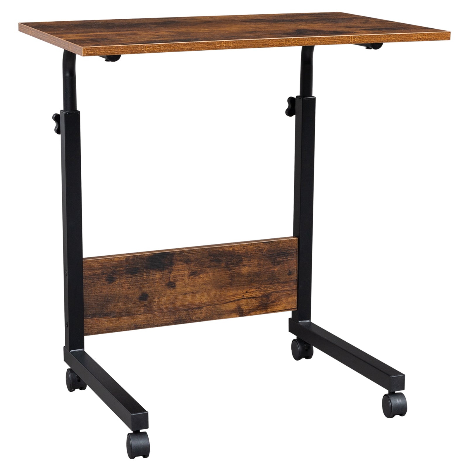 HAOYYE Rolling And Height-Adjustable P2 15MM Chipboard And Steel Side Table, Sturdy And Durable Design, Multifunctional Home Organizer With Baffle, Modern Space-Saving Storage Solution For Living Room And Office, Practical And Stylish Furniture Accessory