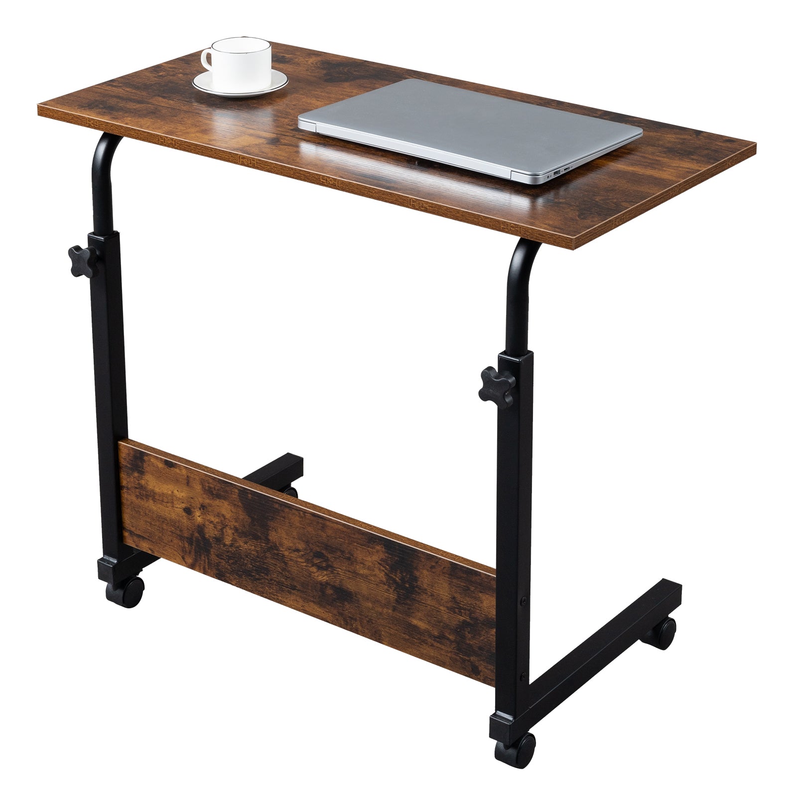 HAOYYE Rolling & Height adjustable P2 15MM Chipboard & Steel Side Table with Baffle Sturdy Design Durable Multifunctional Modern Home Organizer Storage Solution Practical Stylish