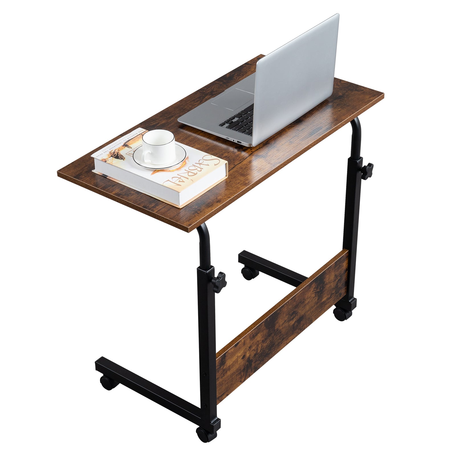 HAOYYE Rolling & Height adjustable P2 15MM Chipboard & Steel Side Table with Baffle Sturdy Design Durable Multifunctional Modern Home Organizer Storage Solution Practical Stylish