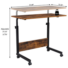 HAOYYE Rolling & Height adjustable P2 15MM Chipboard & Steel Side Table with Baffle Sturdy Design Durable Multifunctional Modern Home Organizer Storage Solution Practical Stylish