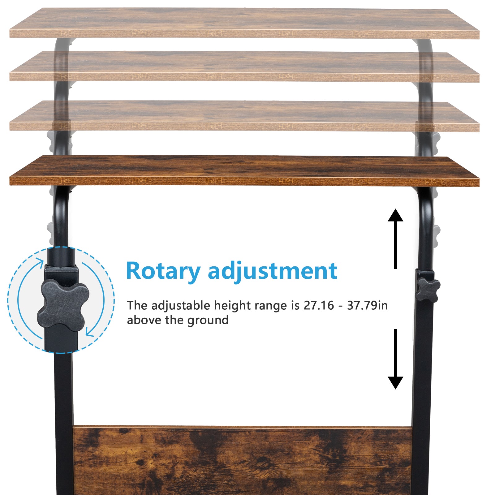 HAOYYE Rolling & Height adjustable P2 15MM Chipboard & Steel Side Table with Baffle Sturdy Design Durable Multifunctional Modern Home Organizer Storage Solution Practical Stylish