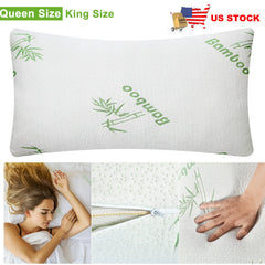 HAOYYE 2-Pack Bamboo Memory Foam Pillows, Hypoallergenic Bed Pillows for Head and Neck Support, Shredded Pillow with Washable Cover, Queen Size, Soft and Comfortable for Restful Sleep, Luxury Home Bedding Accessory