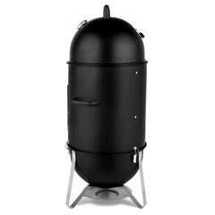 HAOYYE Vertical Steel Charcoal Smoker with Thermometer, 3-Layer Heavy Duty BBQ Grill Smoker Cooker for Outdoor Cooking, Black Barrel BBQ Grill with Adjustable Vents and Large Capacity