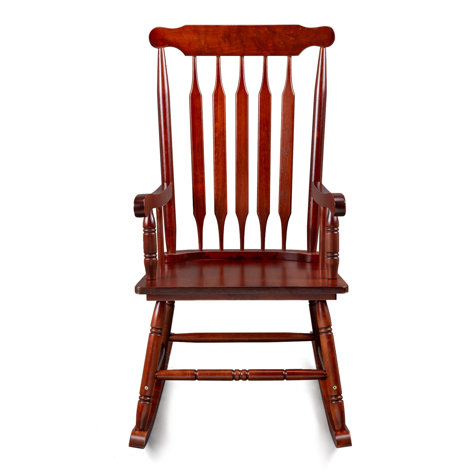 HAOYYE Patio Rocking Chair Solid Wood, Outdoor Porch Rocker Chair with Sturdy Wooden Frame, Comfortable Indoor Wooden Rocking Chair for Garden, Backyard, or Balcony, Elegant Brown Design for Relaxation and Style