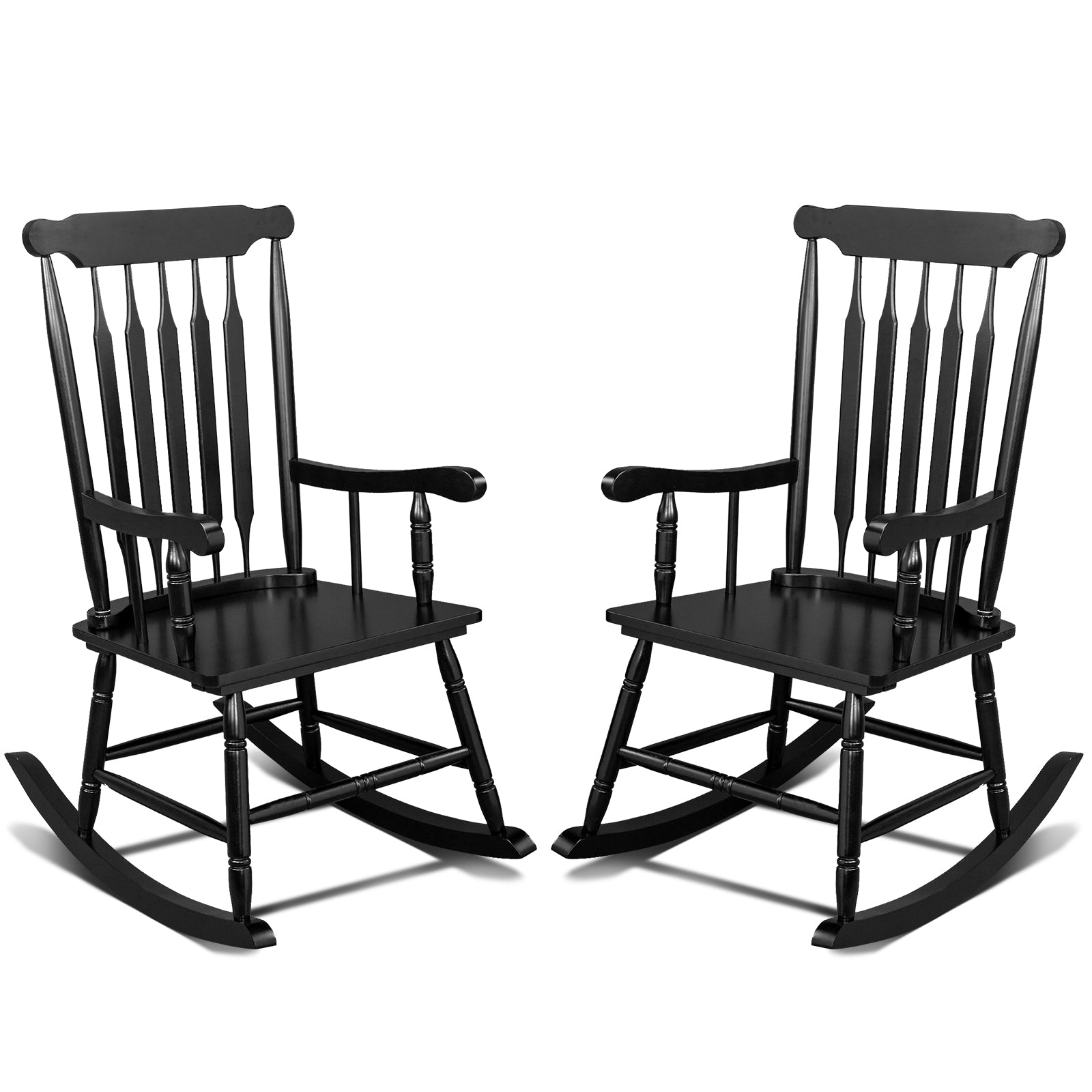 HAOYYE Patio Rocking Chair Solid Wood, Outdoor Porch Rocker Chair with Sturdy Wooden Frame, Comfortable Indoor Wooden Rocking Chair for Garden, Backyard, or Balcony, Elegant Brown Design for Relaxation and Style