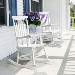 HAOYYE Patio Rocking Chair Solid Wood, Outdoor Porch Rocker Chair with Sturdy Wooden Frame, Comfortable Indoor Wooden Rocking Chair for Garden, Backyard, or Balcony, Elegant Brown Design for Relaxation and Style