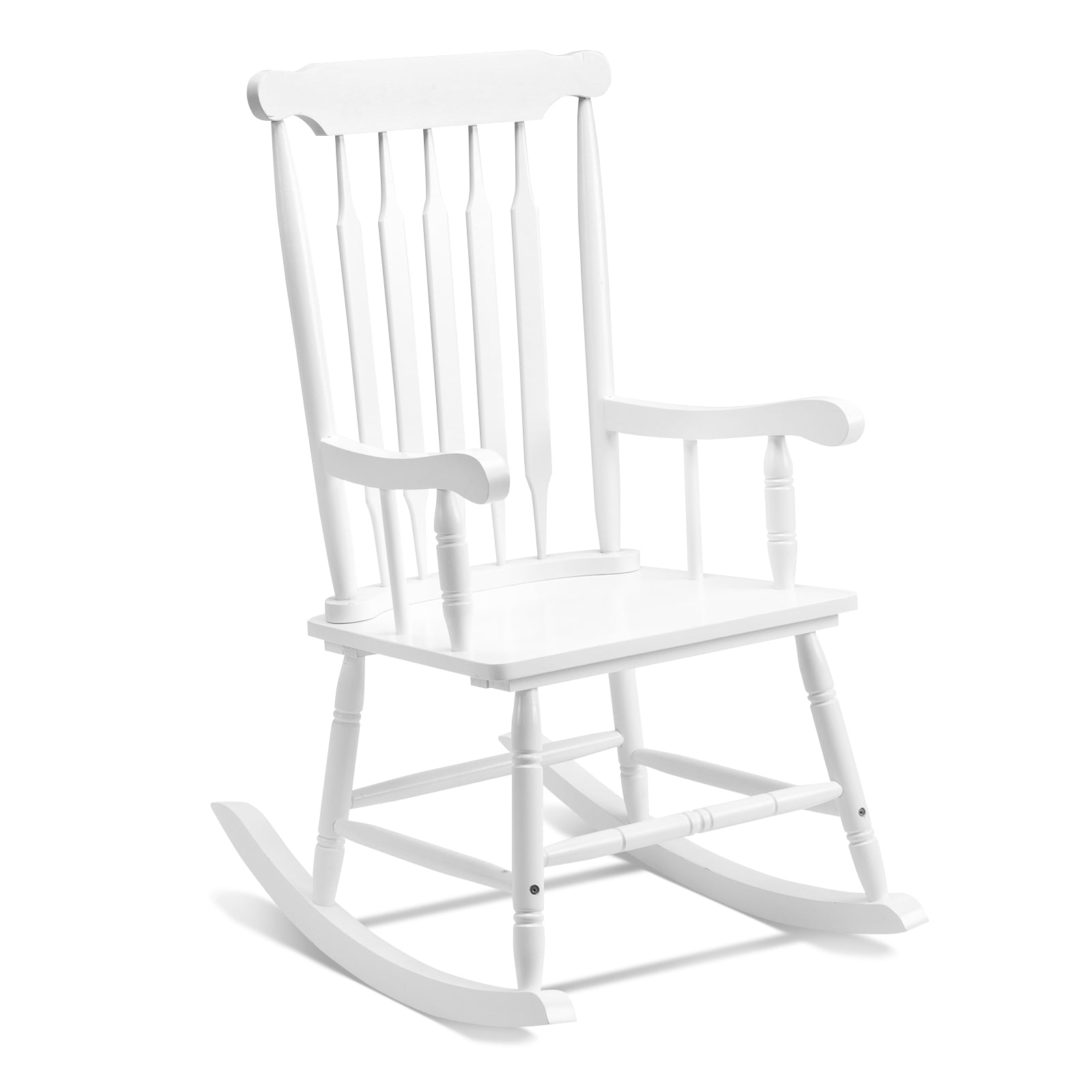 HAOYYE Patio Rocking Chair Solid Wood, Outdoor Porch Rocker Chair with Sturdy Wooden Frame, Comfortable Indoor Wooden Rocking Chair for Garden, Backyard, or Balcony, Elegant Brown Design for Relaxation and Style