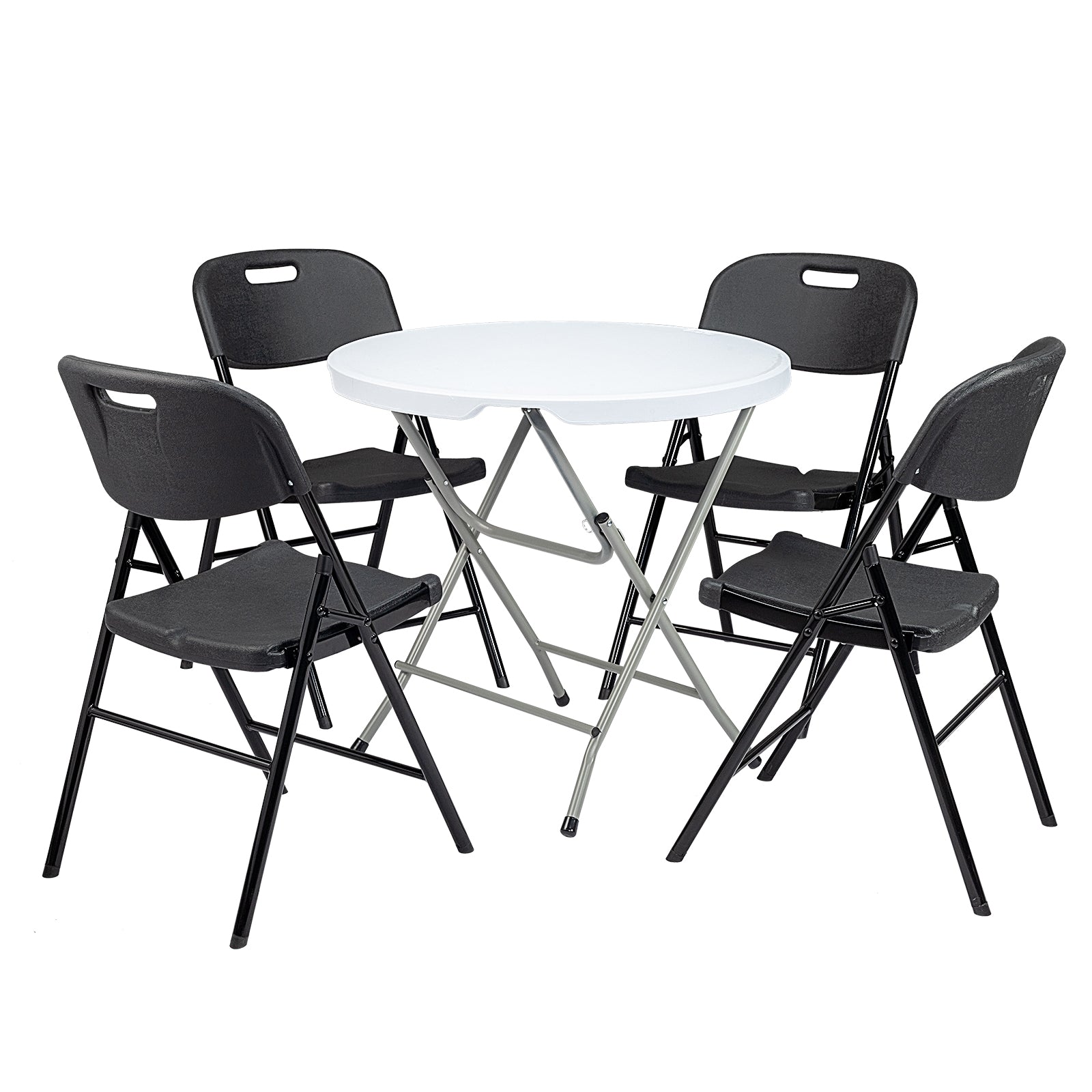 HAOYYE Set of 2 Folding Plastic Garden Chairs Black Outdoor Patio Lawn Chairs Lightweight Portable Foldable Seating for Backyard Camping Balcony Fishing Picnic Easy to Carry and Store