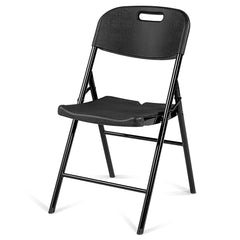HAOYYE Set of 2 Folding Plastic Garden Chairs Black Outdoor Patio Lawn Chairs Lightweight Portable Foldable Seating for Backyard Camping Balcony Fishing Picnic Easy to Carry and Store