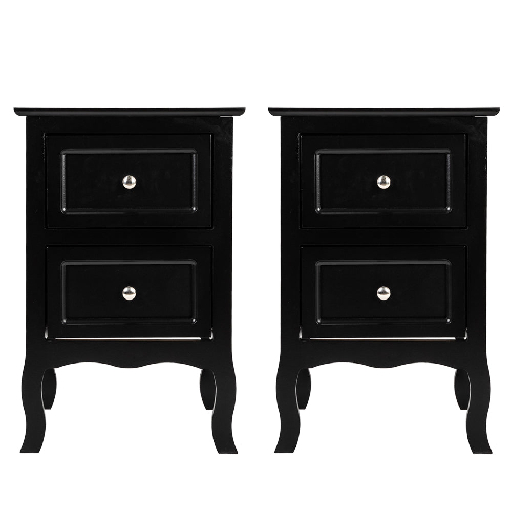 HAOYYE 2pcs Country Style Two-Tier Night Tables, Large Size Black, Rustic Bedroom Side Tables with Ample Storage, Modern Farmhouse Design, Sturdy Wooden Construction for Bedroom, Living Room, Office, or Entryway