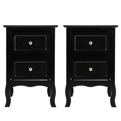 HAOYYE 2pcs Country Style Two-Tier Night Tables, Large Size Black, Rustic Bedroom Side Tables with Ample Storage, Modern Farmhouse Design, Sturdy Wooden Construction for Bedroom, Living Room, Office, or Entryway