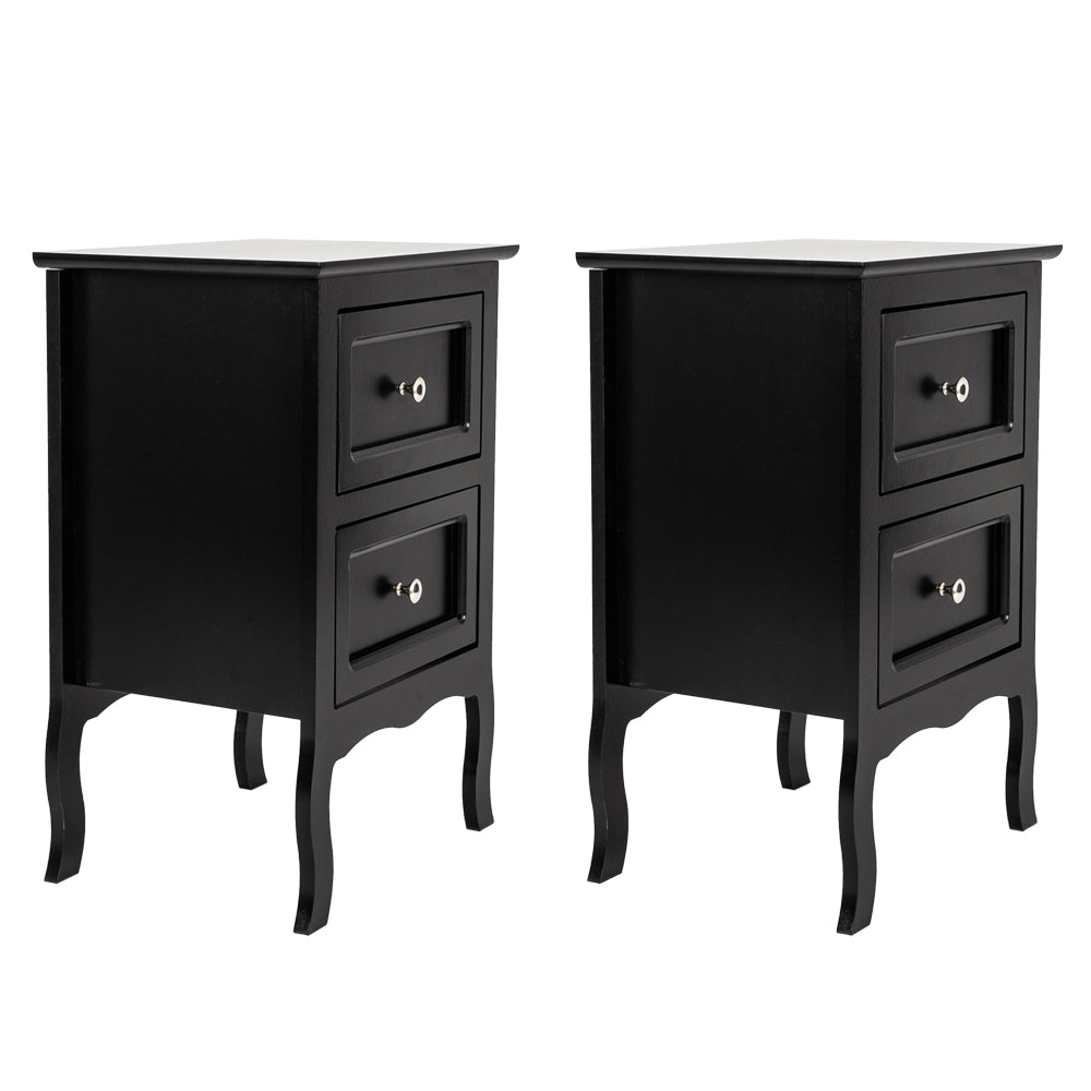 HAOYYE 2pcs Country Style Two-Tier Night Tables, Large Size Black, Rustic Bedroom Side Tables with Ample Storage, Modern Farmhouse Design, Sturdy Wooden Construction for Bedroom, Living Room, Office, or Entryway