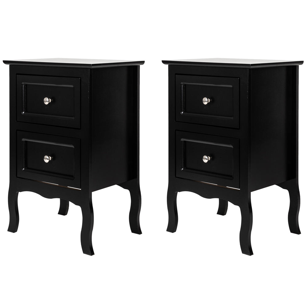 HAOYYE 2pcs Country Style Two-Tier Night Tables, Large Size Black, Rustic Bedroom Side Tables with Ample Storage, Modern Farmhouse Design, Sturdy Wooden Construction for Bedroom, Living Room, Office, or Entryway