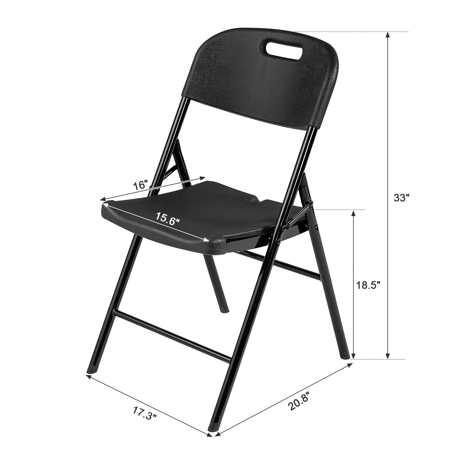 HAOYYE 6Pcs Outdoor Garden Black Plastic Folding Chairs, Portable Stackable Lightweight Chairs With Comfortable Design, Durable Luxury Fleece-Lined Home Decor, Modern Style, Premium Quality For Events