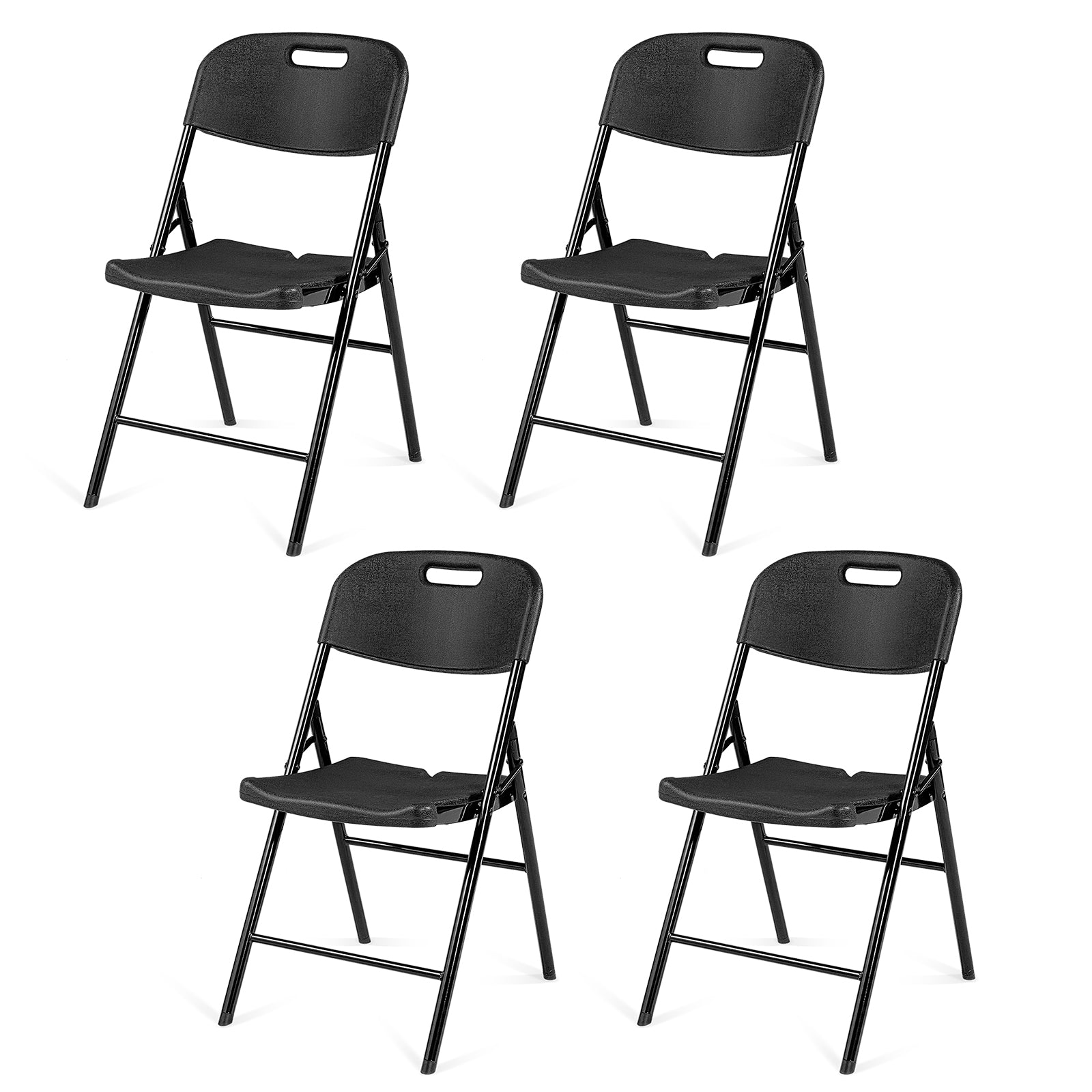 HAOYYE 6Pcs Outdoor Garden Black Plastic Folding Chairs, Portable Stackable Lightweight Chairs With Comfortable Design, Durable Luxury Fleece-Lined Home Decor, Modern Style, Premium Quality For Events