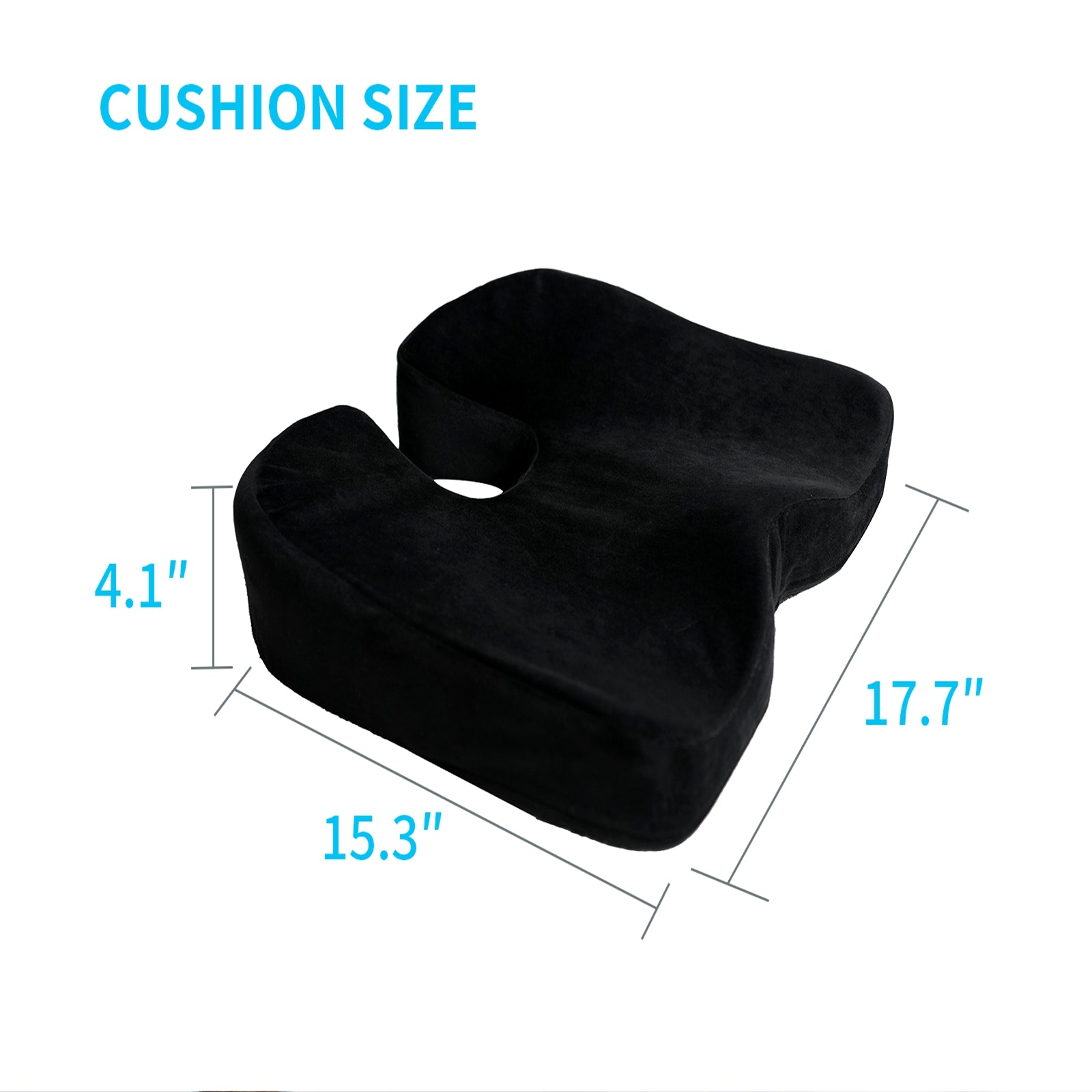 HAOYYE Memory Foam Chair Seat Cushion, Car Seat Pad Comfort Cushion, Non-slip Breathable Seat Cushion Support for Office Chair, Black Flannel Fleece, Cozy and Comfortable Home Decor Accessory
