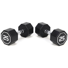 HAOYYE Premium 25 Lbs Set of 2 Octagonal Dumbbells with Chrome Plated Knurled Handles and Large Number Markings Durable RPE Coated Weights for Strength Training Push Ups Full Body Workouts and Home Gym Fitness Exercises