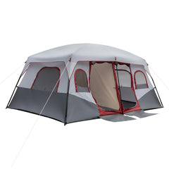 Haoyye 10-Person Family Cabin Tent, 2-Room Spacious Tent with Adjustable Ventilation, Storage Pockets, Weather Protection, Ideal for Camping and Hiking, Easy Setup, Durable and Comfortable for Group Outdoor Adventures